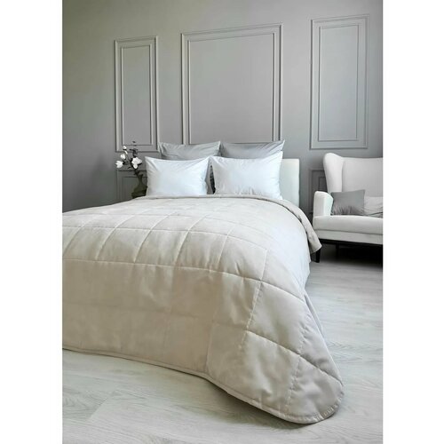 Покрывало на кровать стеганое 180х220 см канвас IRISHOME IRISHOME светло-бежевое 5053₽