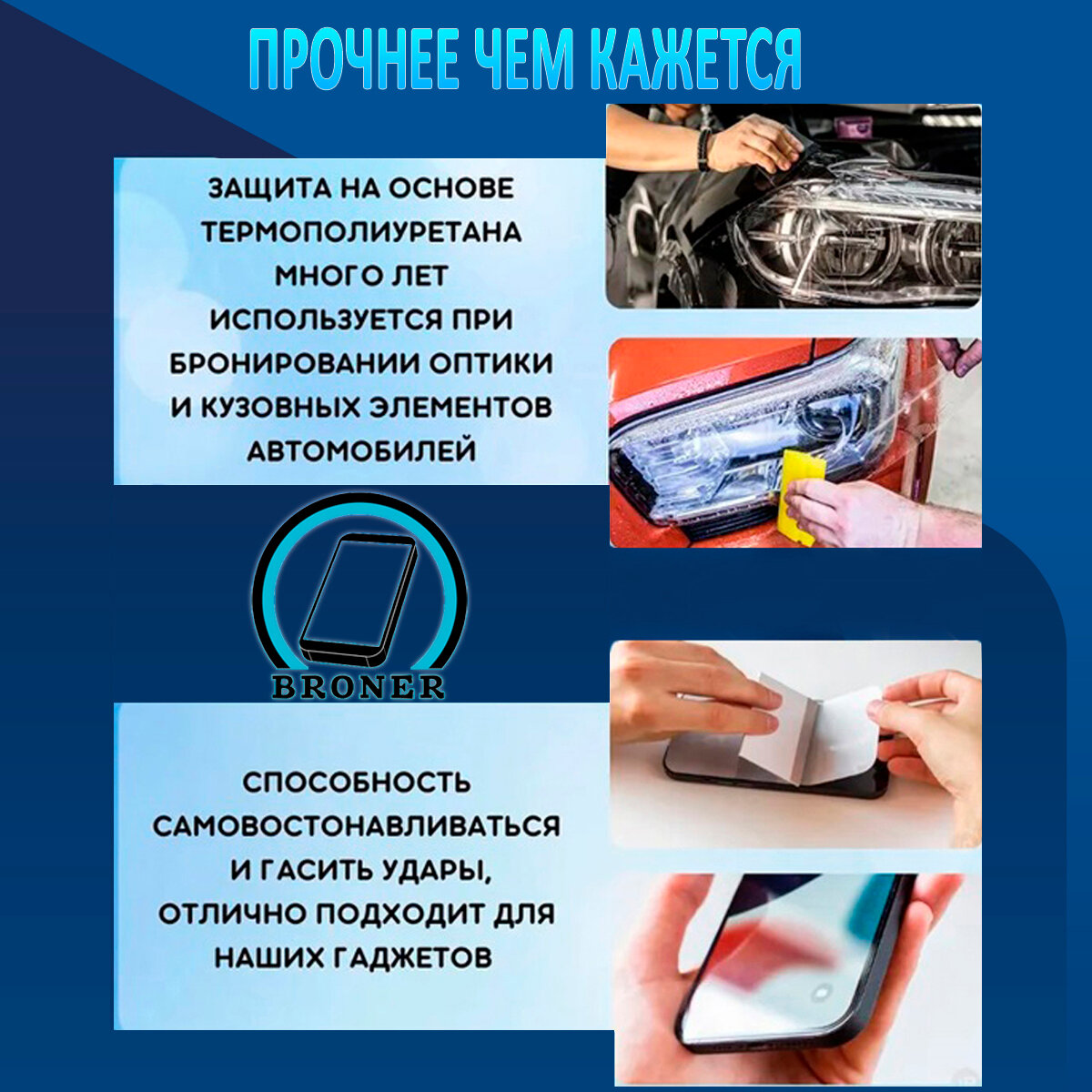 Полиуретановая бронепленка для ZTE Nubia Red Magic 10(s) Pro, Pro+, Air / Защитная плёнка на экран, совместима с чехлом, с вырезом под камеру / Глянцевая — фото 1