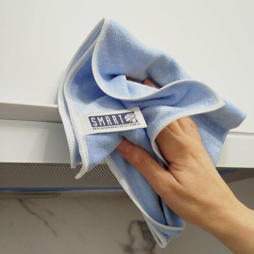 Салфетка Smart Microfiber Lux, для зеркал, стёкол, мебели, универсальна, 32 x 31см, голубая