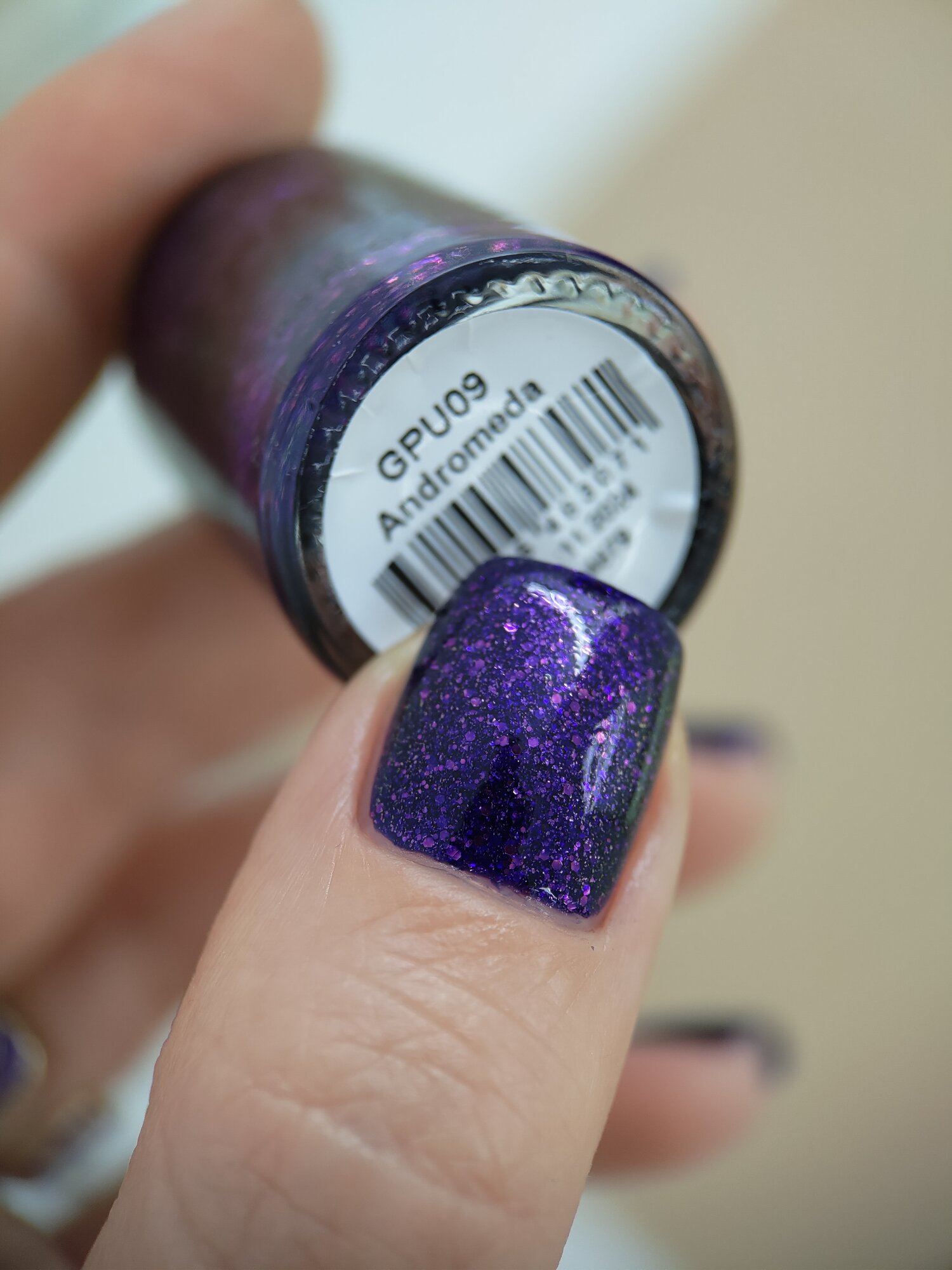 Grattol Color Nail Polish Andromeda - Лак для ногтей, Синий с глиттером, сушка без лампы, 17FREE, Халяль, 9 мл