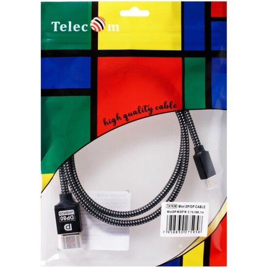 Кабель-адаптер Telecom 2.1V MiniDisplayPort(M) - DisplayPort(M) 1м. 8K@60HZ, медь (TA783M-1M)