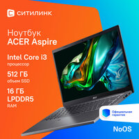 Ноутбук Acer Aspire 5 A514-56M-379S NX. KH6CD.00E, 14", IPS, Intel Core i3 1305U 1.6ГГц, 5-ядерный, 16ГБ LPDDR5, 512ГБ SSD, Intel UHD Graphics, без операционной системы, серый