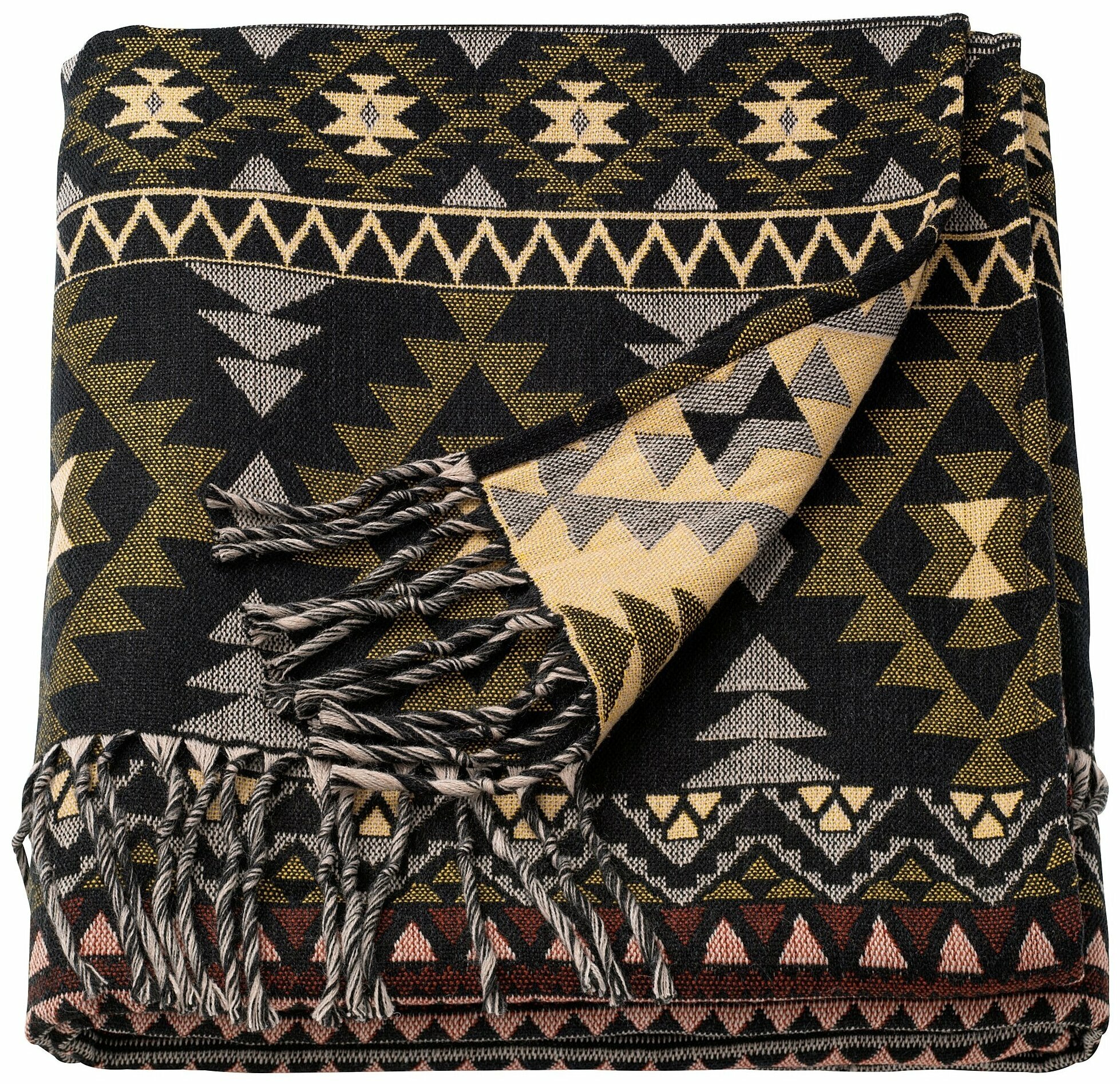 Плед икеа хельгун 1.5-спальное коричневый/желтый