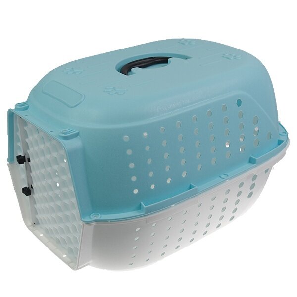 Переноска для животных Jack&King 48х32х30 см, с пластиковой дверкой, голубая