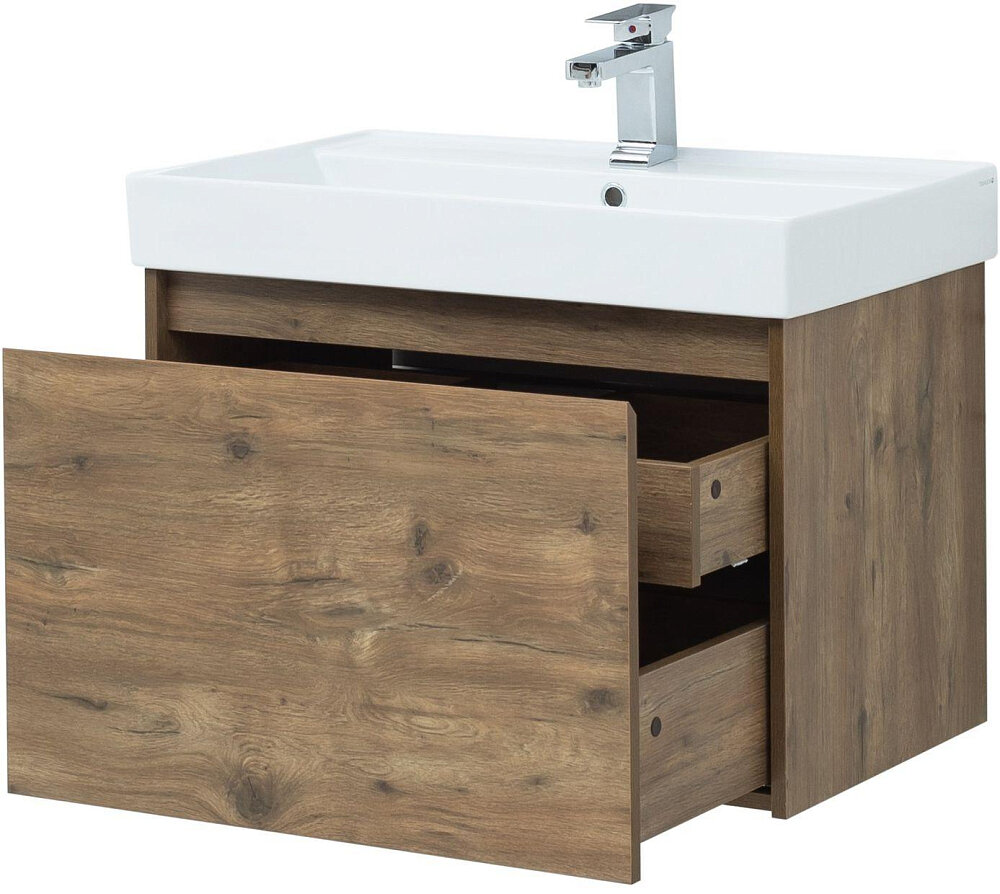 Тумба под раковину Aquanet Nova Lite 75 см 249514 с 1 ящиком, коричневый - фото №2
