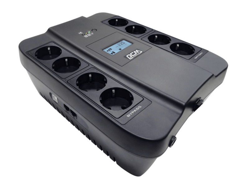 Источник бесперебойного питания Powercom SPIDER, интерактивная, 550 ва / 330 вт, Tower, Schuko, LCD, Serial+USB, USB