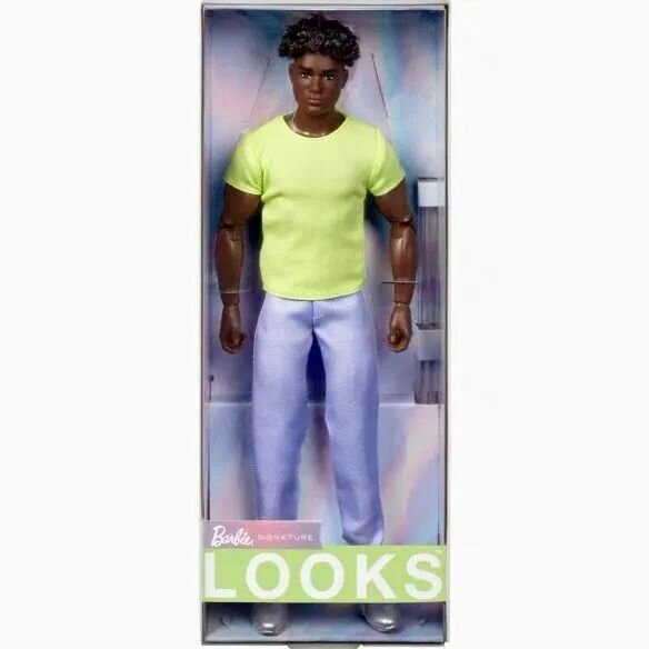 Кукла Barbie, фирменный стиль Barbie Looks Модель#18 2023, HJW85 Кен в желтой рубашке