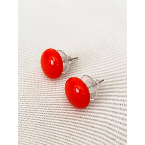 Серьги пусеты Enzo Benzo, муранское стекло, размер 15 мм, красный