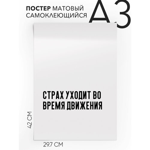 Постер интерьерный на стену - интерьерная Страх уходит во время движения, Самоклеящийся, 30х40, А3