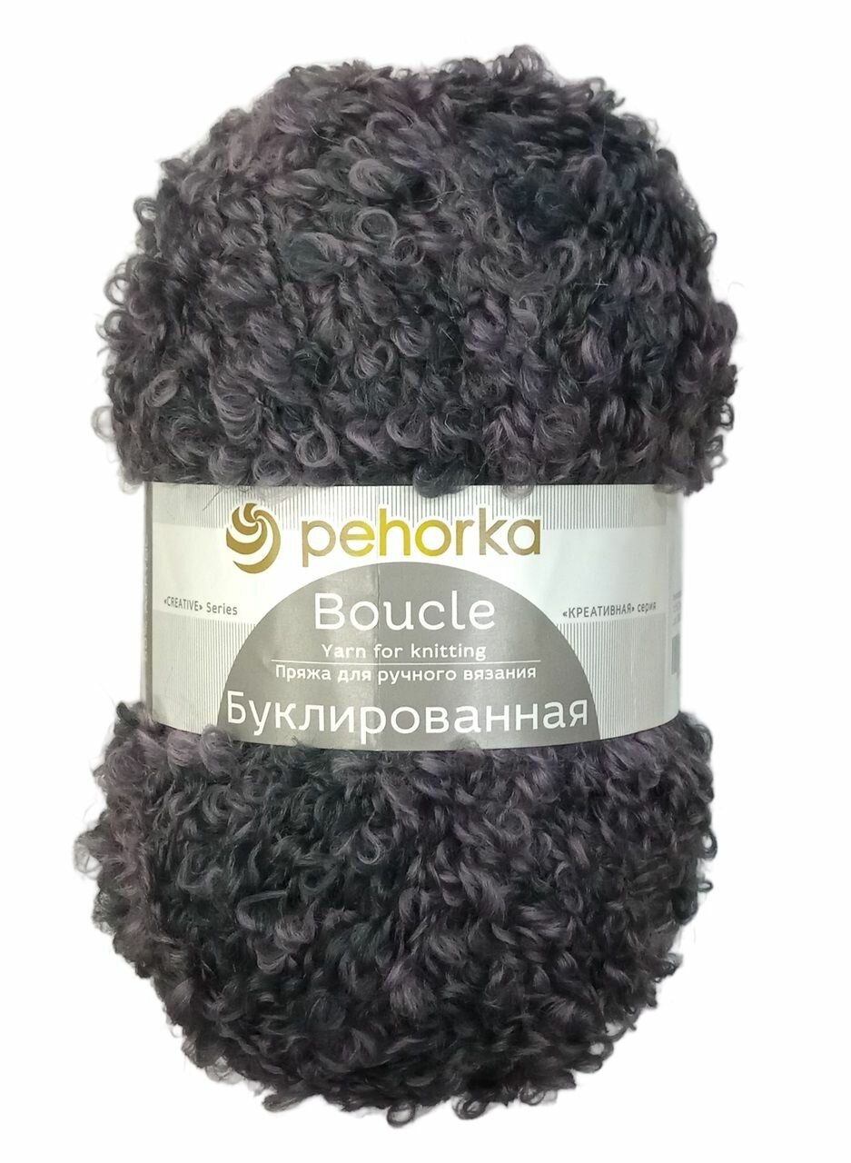 Пряжа Пехорка Буклированная 1515 стальной меланж (200г/220м, упаковка 5 мотков)