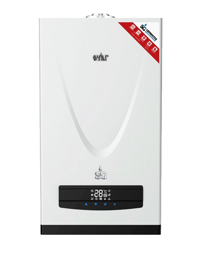 Котел отопительный газовый настенный очаг - 24Е мощность 24 кВт двухконтурный