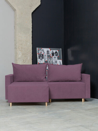 Изображение товара Раскладной диван кровать Денвер NEW прямой модульный, механизм еврокнижка, 213х102х85 см, фиолетовый