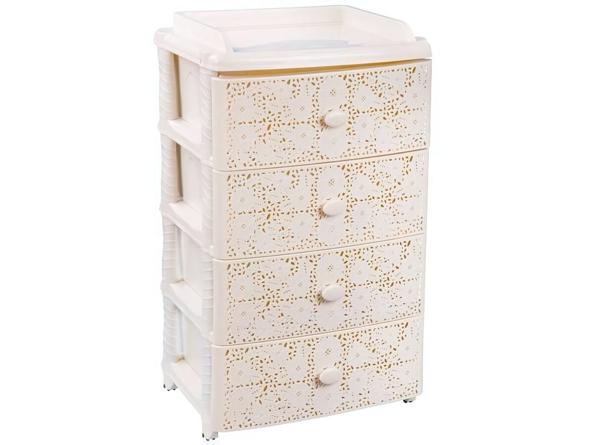 Комод пластиковый 'Лаура' 4 ящика, цвет слоновая кость, 42.5х56х92.5 см