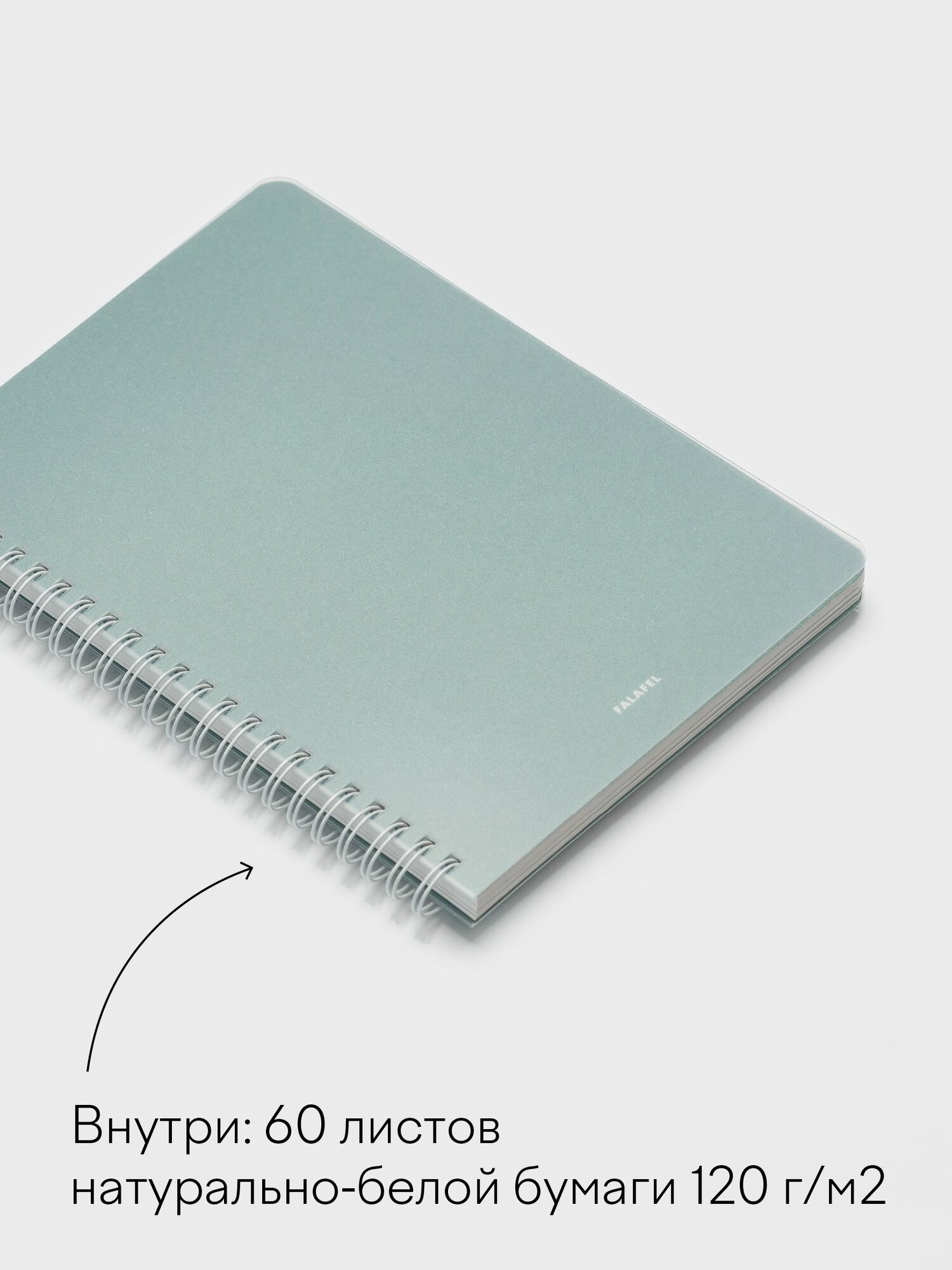 Блокнот в точку Falafel на пружине, формат А5, прозрачная обложка и наклейки для оформления, 60 листов, 120 гр. Pine — фото 1