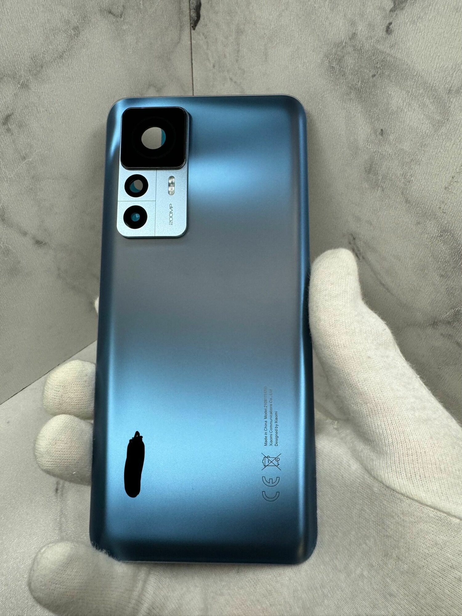 Задняя крышка для Xiaomi 12T Pro (22081212UG) (синий) (в сборе со стеклом камеры)