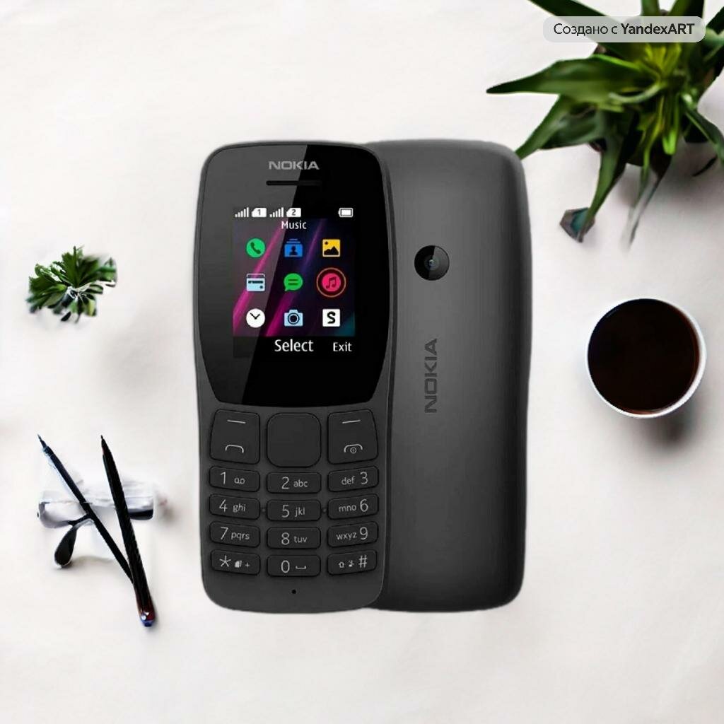 Кнопочный телефон Nokia 110 TA-1192 DS, черный, 1 месяц гарантия