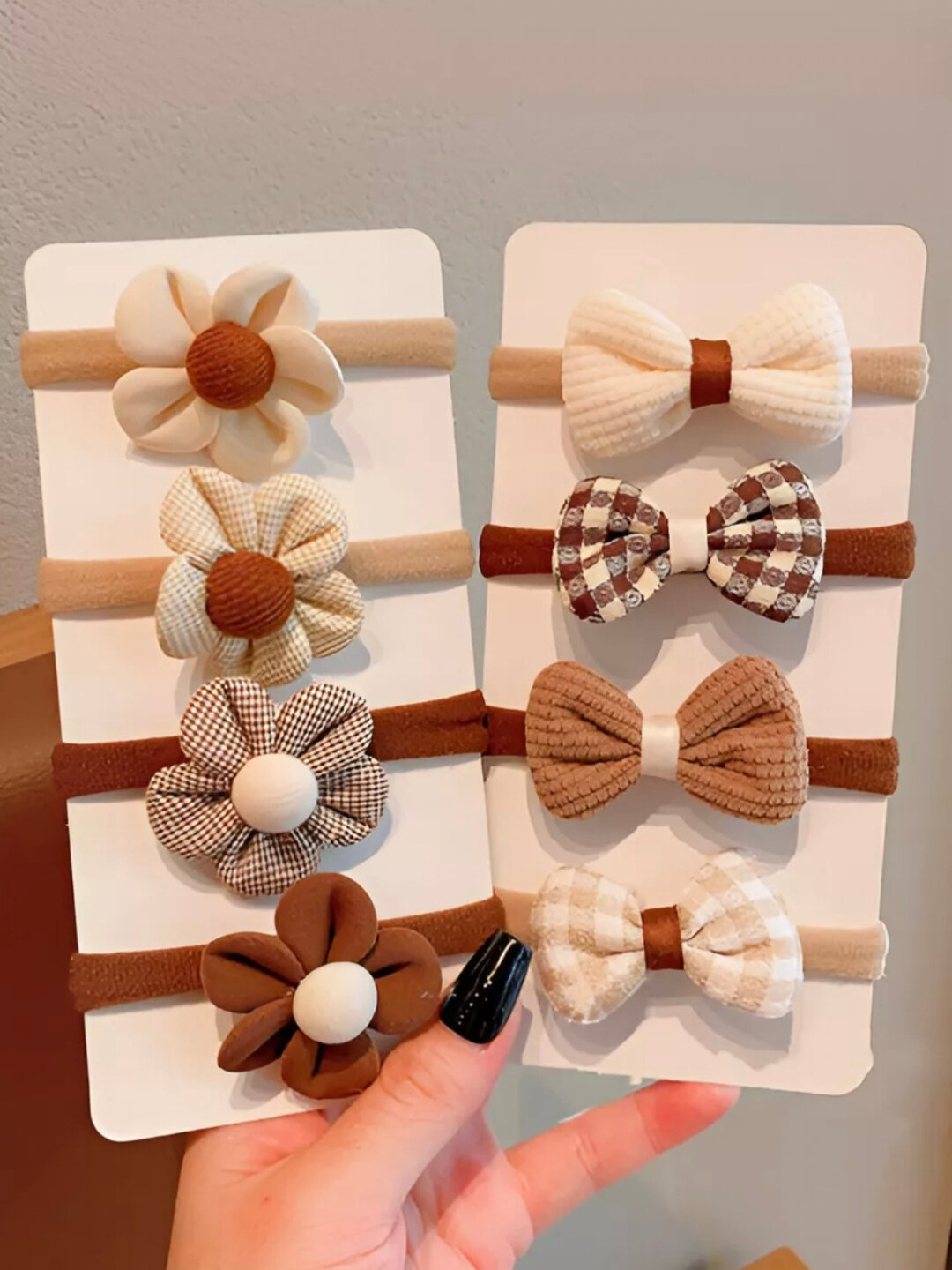 Набор милых красивых резинок для волос бантики и цветы 8 шт