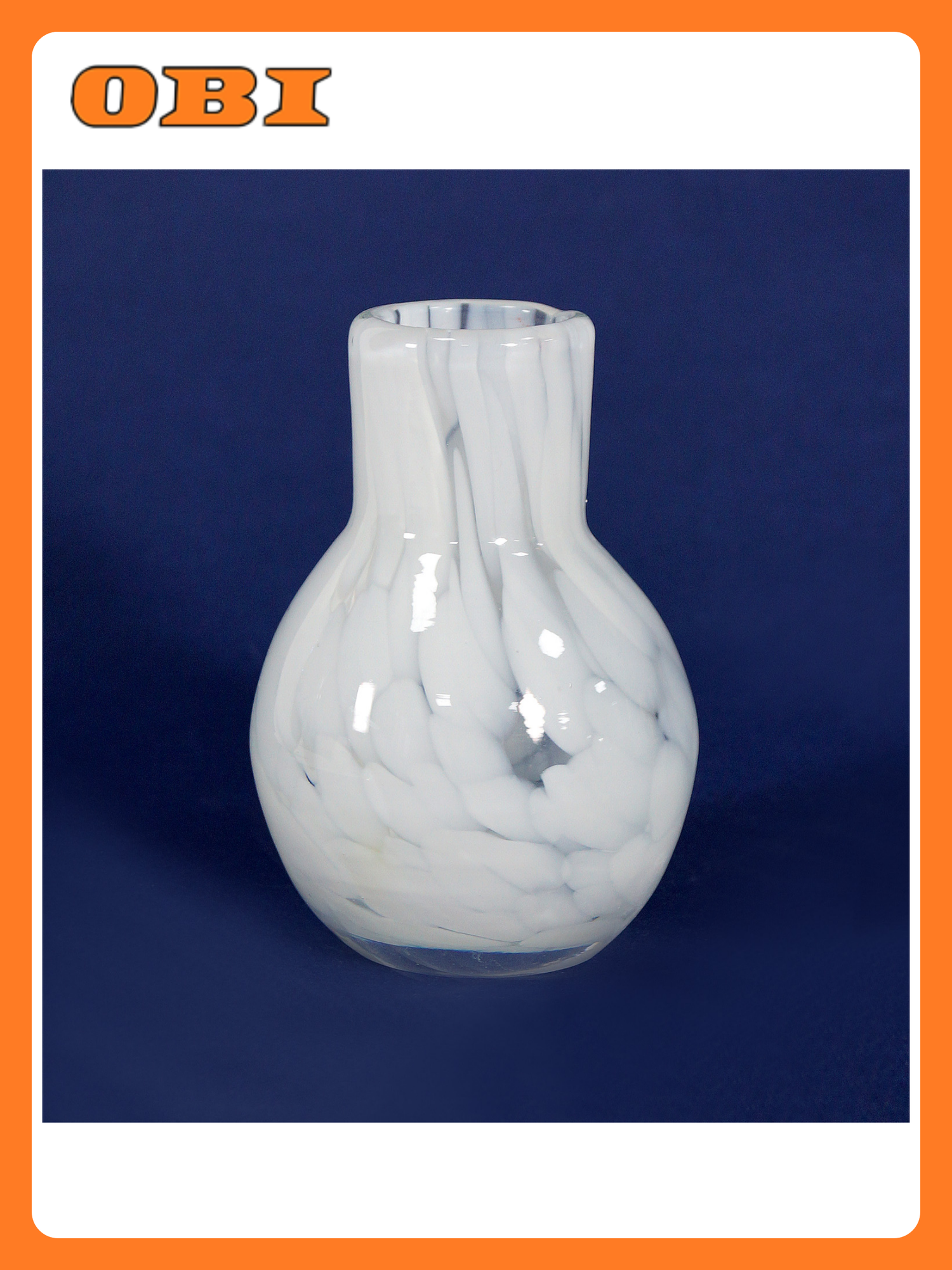 Ваза Evis Онтарио-3, гутная работа, настольная, белая, стекло, 1 шт