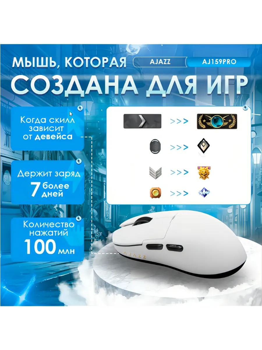 Игровая беспроводная / проводная мышь AJAZZ AJ159 PRO, PAW3395, 8000 Гцс док-станцией — фото 1