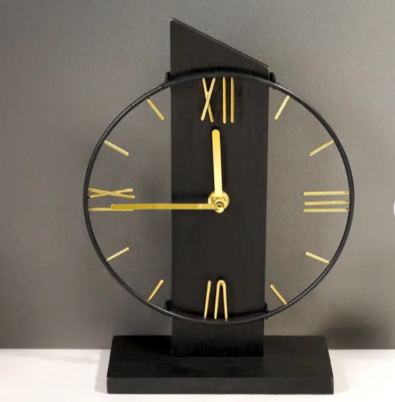 Часы настольные "Черное золото", кварцевые, римские цифры, плавный ход, 43x25 см АА батарейка