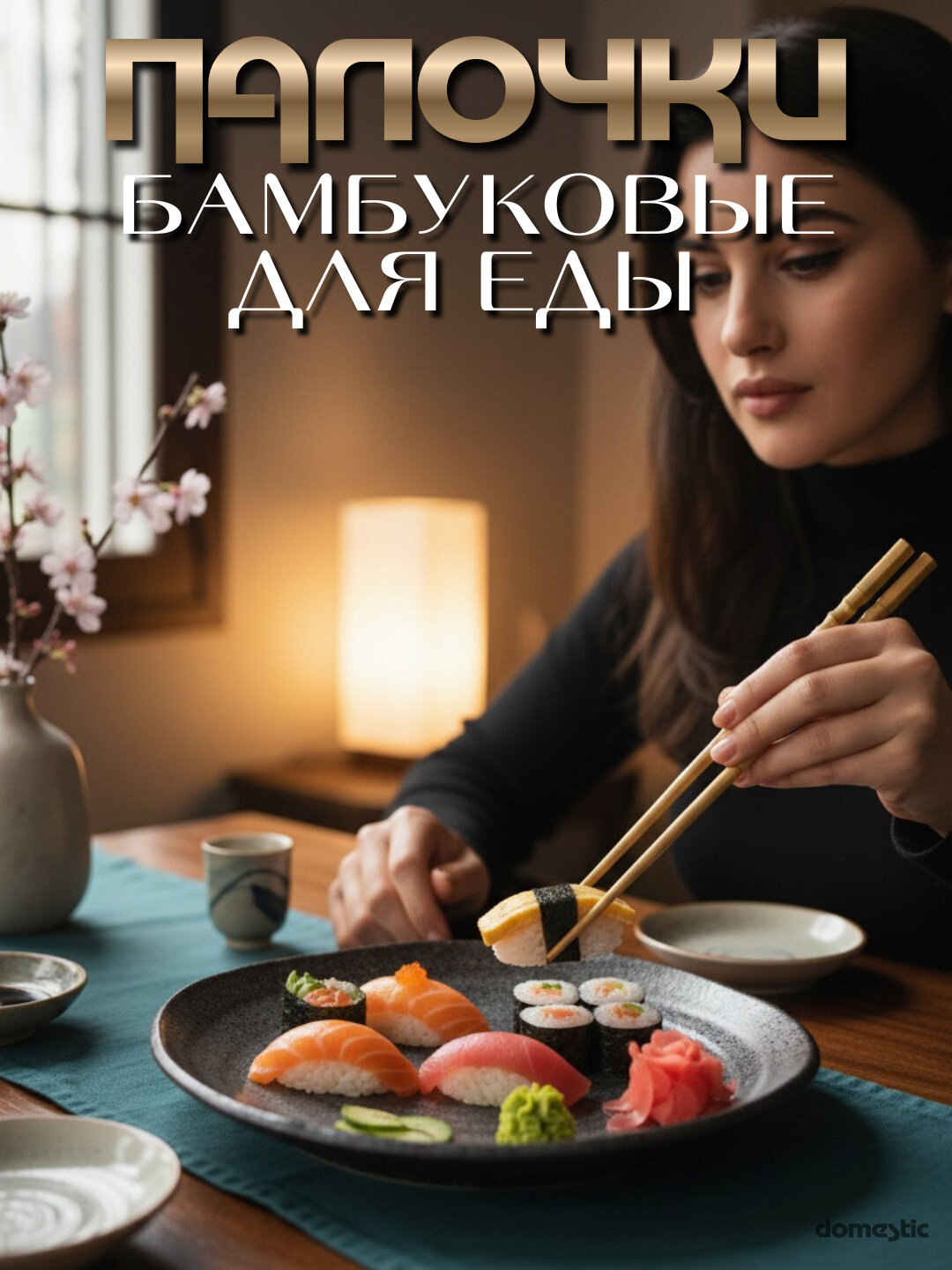 Палочки для еды, для суши для роллов, китайские палочки, бамбуковые, 10 пар, 20 шт