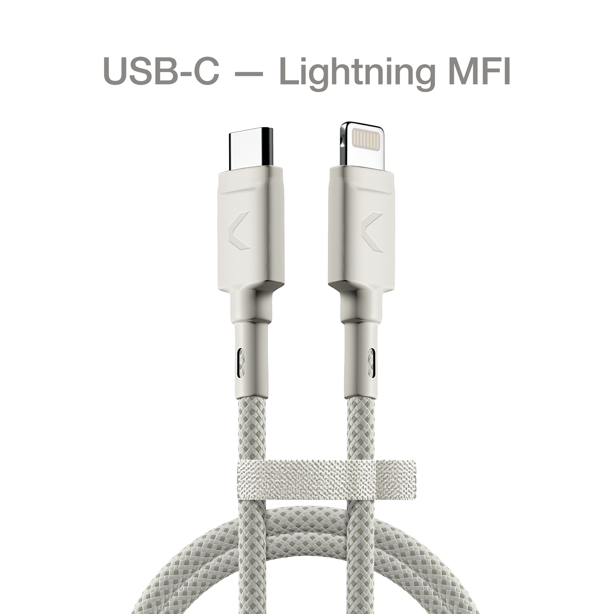 Кабель COMMO Range Cable USB-C — Lightning MFI, 1.2 м, Light Gray