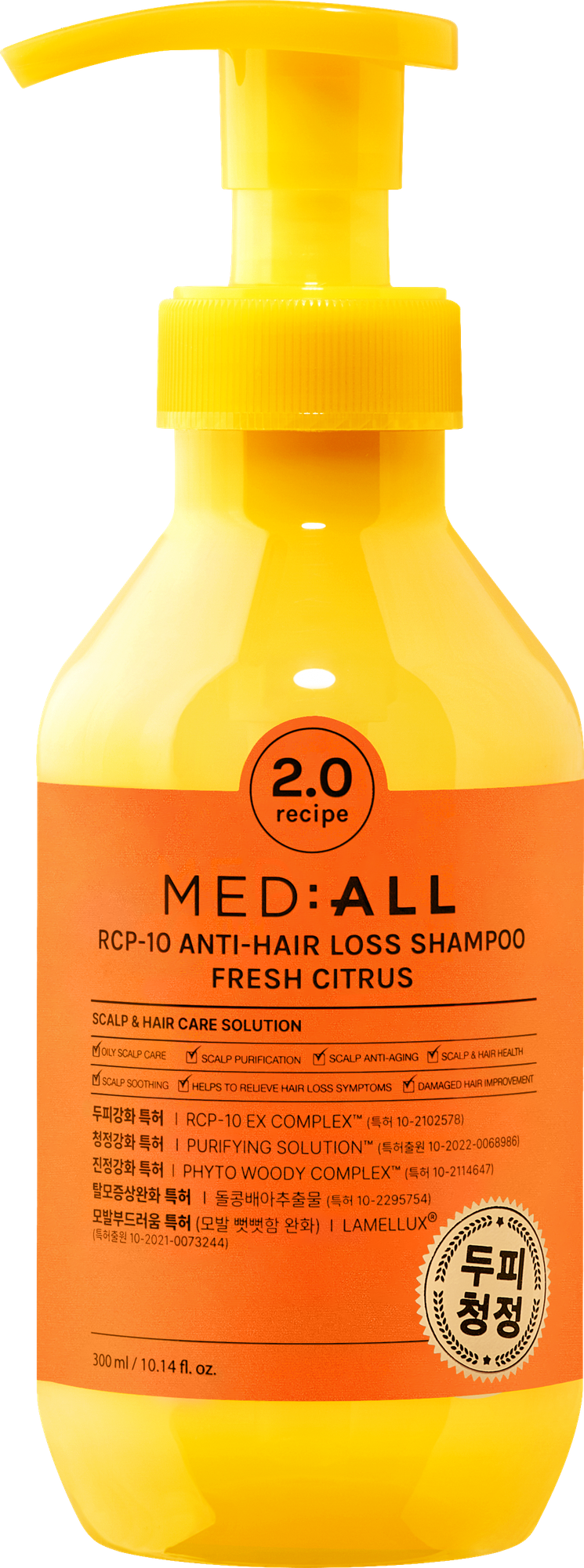 MED:ALL Шампунь RCP-10 для восстановления роста волос Свежий цитрус, 300 мл, 