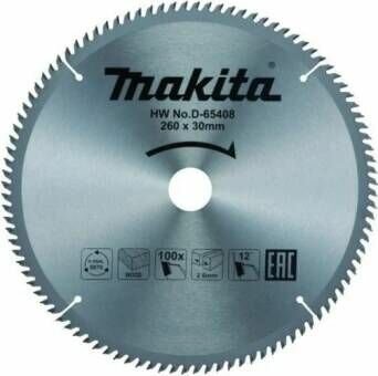 Пильный диск для дерева 260X30X1.8X100T STANDARD Makita D-65408