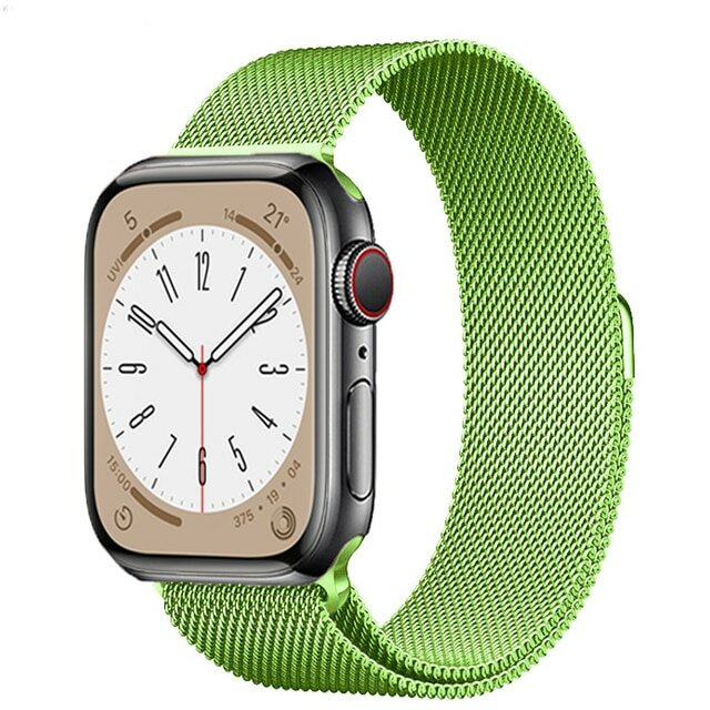 Ремешок миланcкий из нержавеющей стали Milanese Loop для Apple Watch 42/44/45/49 мм, 255мм, на магните, салатовый (24)