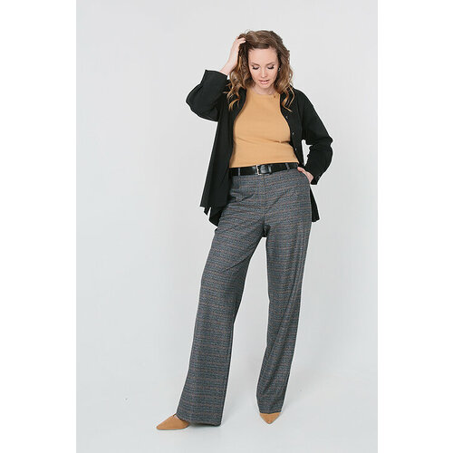 Брюки палаццо  meera mi, размер 46, зеленый, коричневый