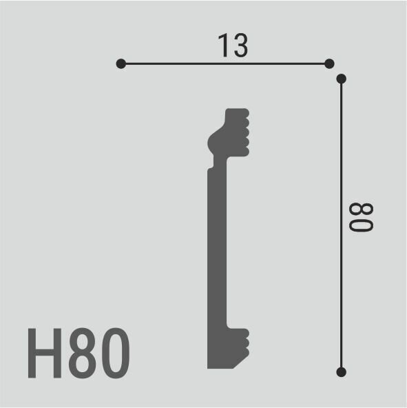 Плинтус напольный ударопрочный Н80 80х13x2000 мм ( 8 штук )