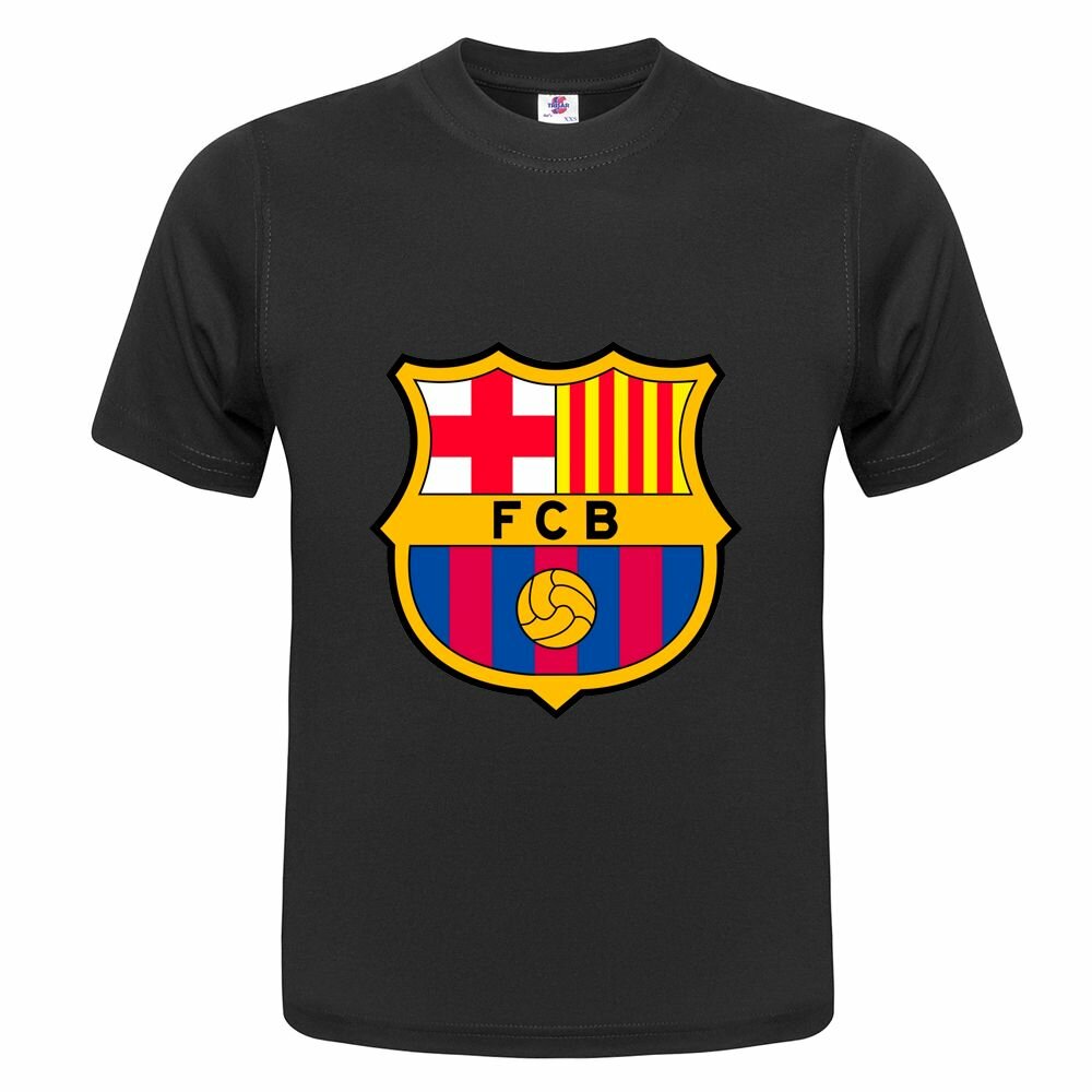 Футболка  Детская футболка ONEQ 122 (7-8) размер с принтом Барселона, черная