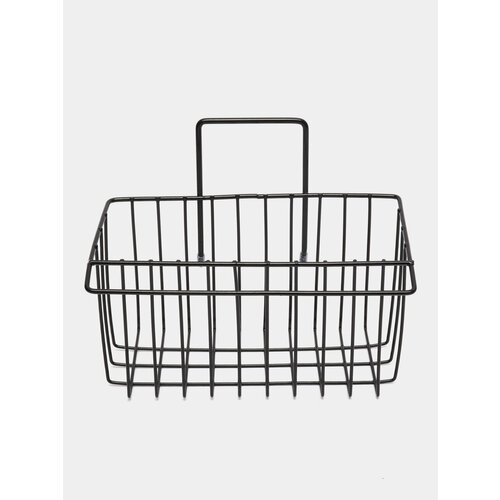 Полка для ванной настенная металлическая прямоугольная самоклеящаяся Цвет Черный 999₽