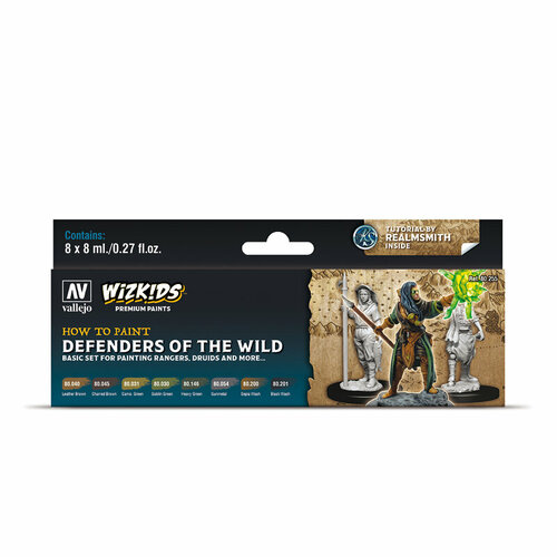 Набор акриловых красок Vallejo Wizkids Premium - Defenders of the Wild 80255 (8 красок по 8 мл)