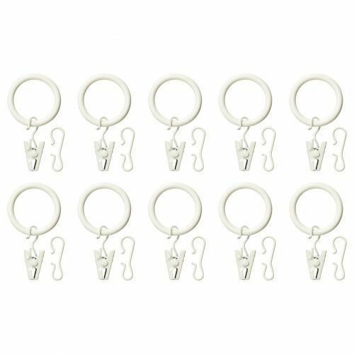 фото SYRLIG сирлиг гардин кольцо с зажимом и крючком 25 мм белый