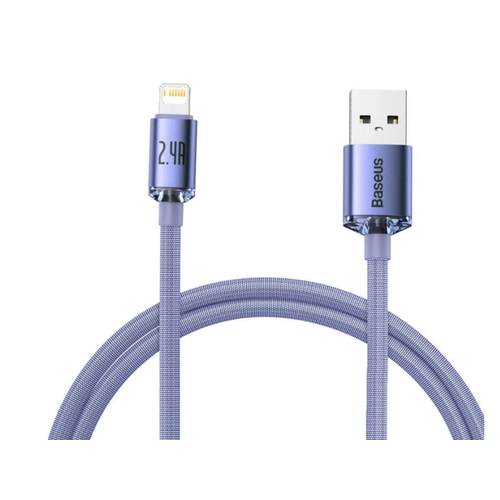 Кабель Baseus Crystal Shine Series Fast Charging Data Cable USB - Lightning 2.4A 1.2m фиолетовый