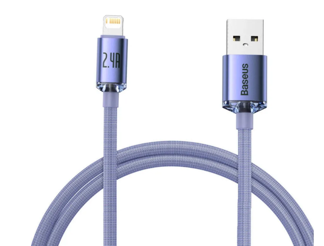 Кабель Baseus Crystal Shine Series Fast Charging Data Cable USB - Lightning 2.4A 1.2m фиолетовый