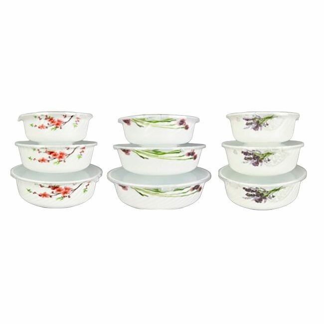 фото Набор салатников JEWEL, 3 предмета с крышкой стеклокерамика 0,6л 1,0л 1,5л