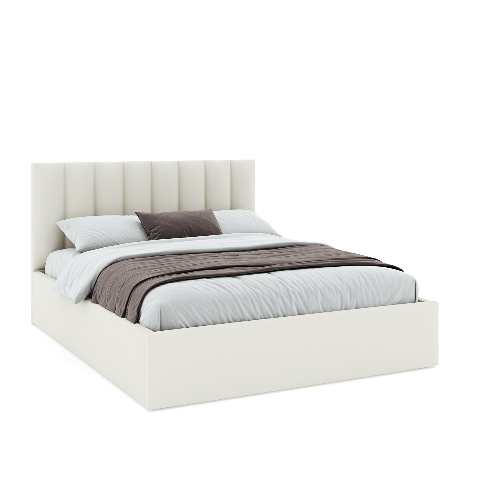 Кровать Лео Вертикаль 160 в белом велюре М01