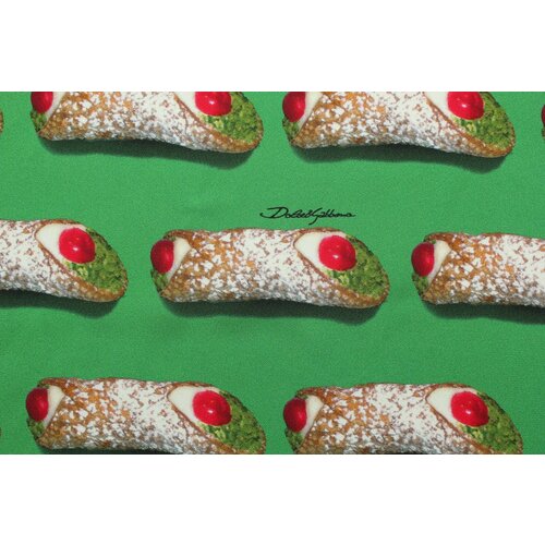 Ткань Креп плательно-костюмный на атласе D&G зелёный cannolo siciliano, ш132см, 0,5 м