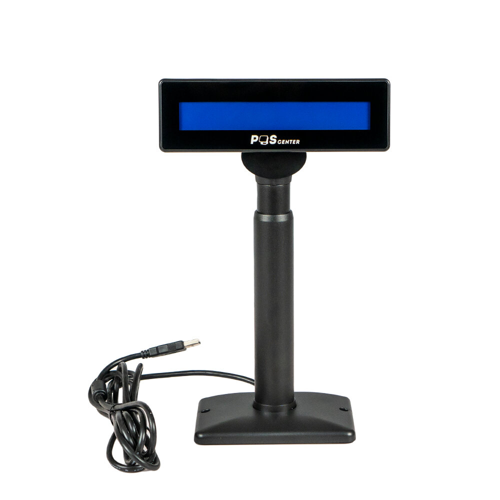 Дисплей покупателя Poscenter PCP220 (бело-голубой LCD), подставка, USB кабель 3.0 м, черный