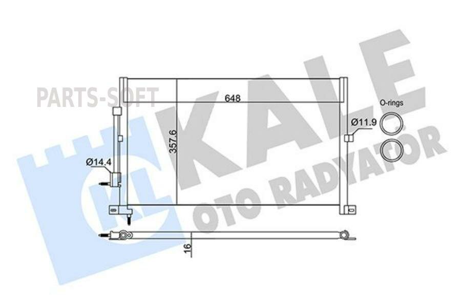 KALE 345375 Радиатор кондиционера для а/м Ford Mondeo III (00-) паяный