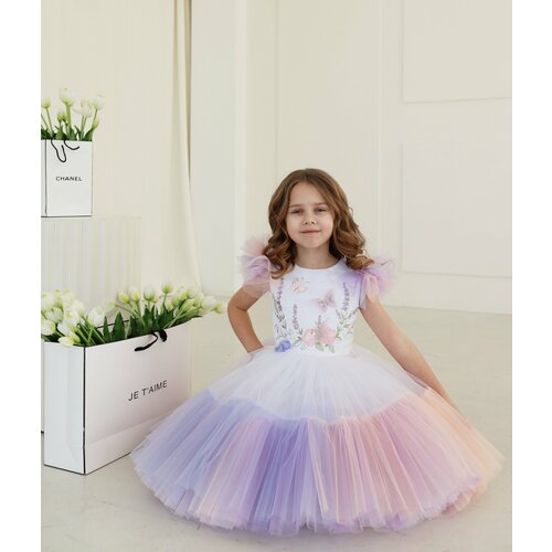 Платье Valery little dress, размер 104-110, фиолетовый, белый