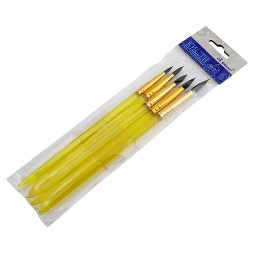 Набор кистей синтетика круглая 5 6 8 9 10 в пакете 5 штук 435₽