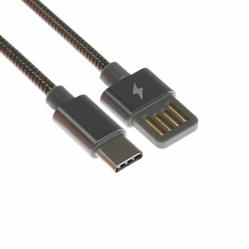 Кабель Type-C - USB 21 А металлическая оплётка 1 метр чёрный 436₽