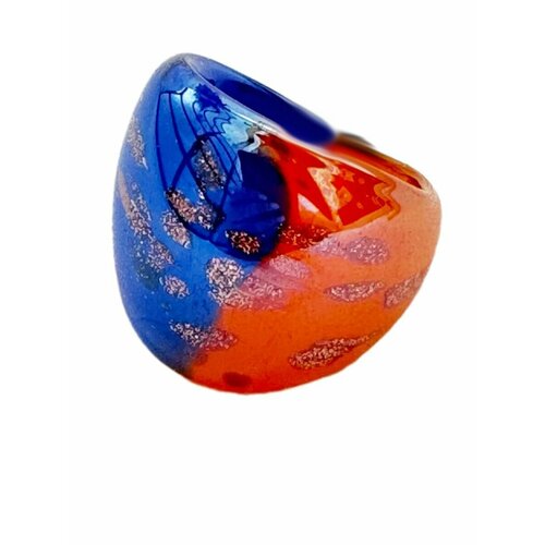 Кольцо, размер 19, оранжевый, синий