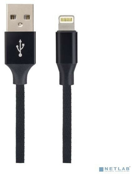 Кабель (PERFEO (I4317) USB A вилка - Lightning вилка, 2A, черный, длина 2 м, Light Premium)