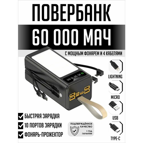 Внешний аккумулятор повербанк 60000 mAh для телефона 4990₽