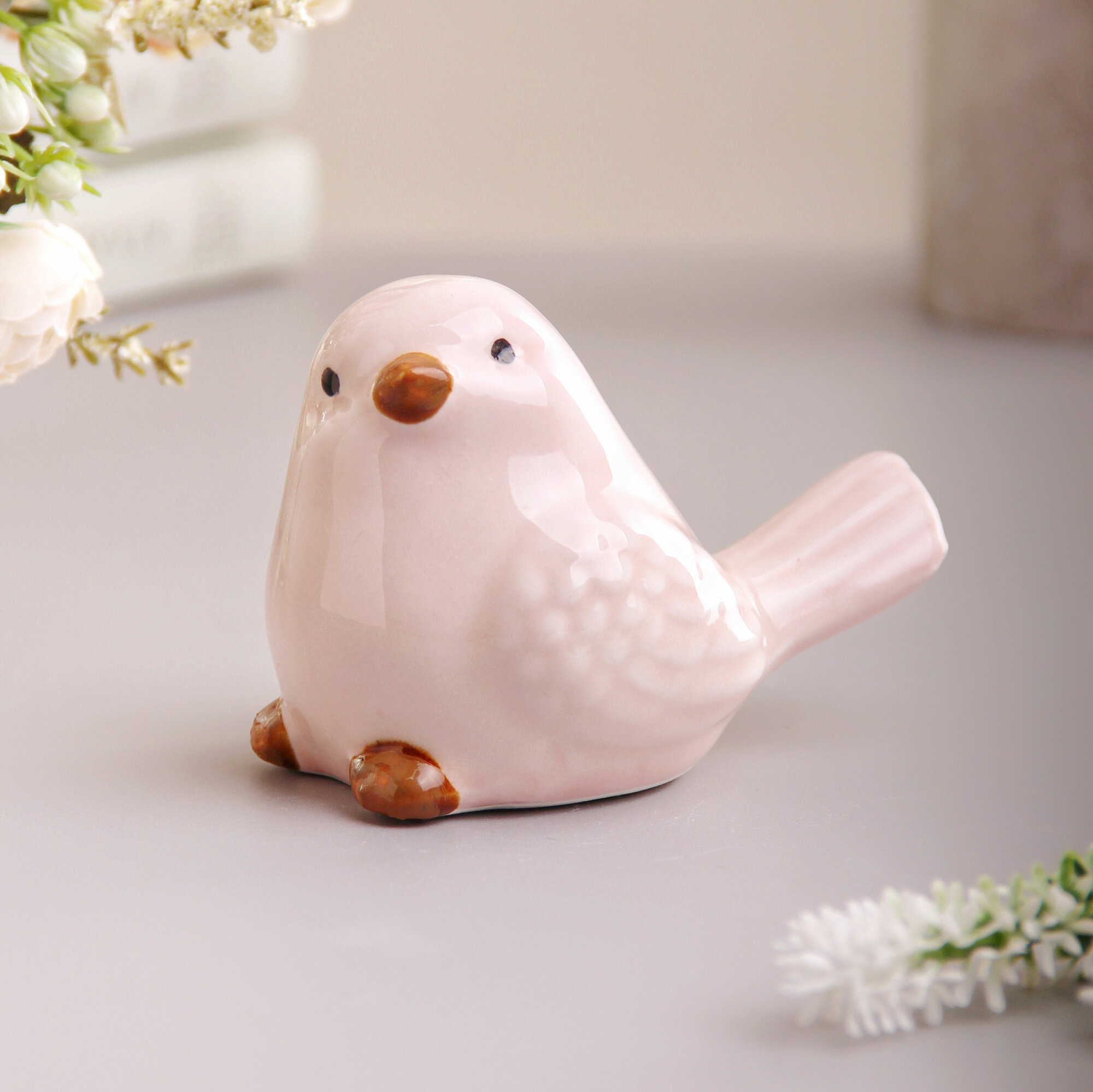 фото Фигурка Птичка 10 см Шайн оливковый перламутр