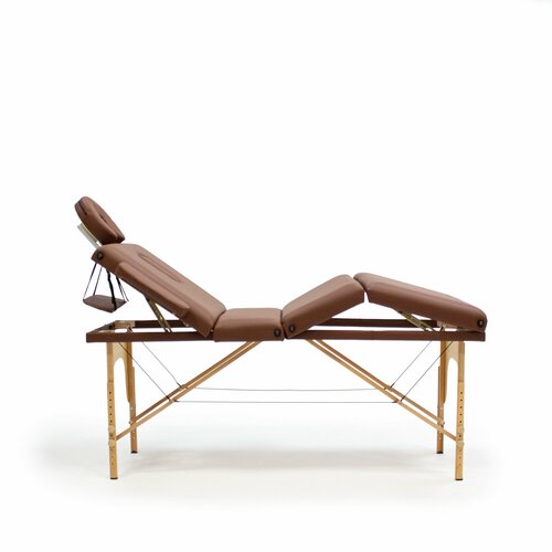 Косметологическая кушетка четырехсекционная складная MET Comfort W4 Кушетка с регулировкой высоты на буковом каркасе, Цвет: Коричневый)